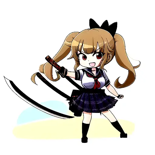 Schoolgirl With Katana