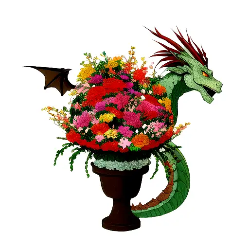 Dragon Made Of Flowers