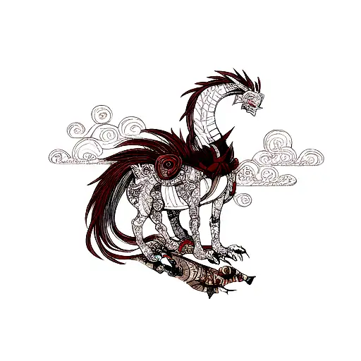 Japanese Dragon With Oni Face