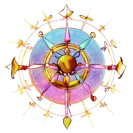 Aries And Sagittarius Zodiac Symbols Intertwined With Magical Elements