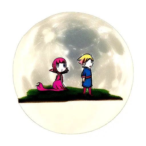 Girl And Boy Elf On The Moon