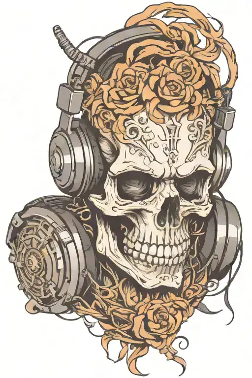 Skull Wearing Headphones