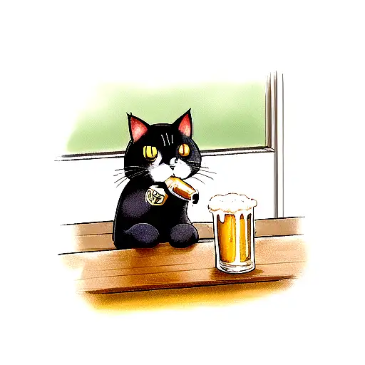 Cat Drinking Beer
