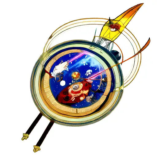 Steampunk Saturn With Gaint Koi Swimming In Space