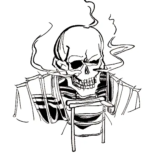 Samurai Skeleton Who Smoke A Cigaret