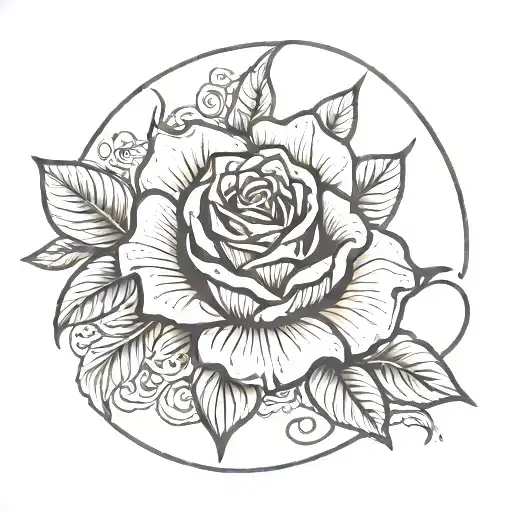 Scarlet Jade Rose Tattoo Featuring