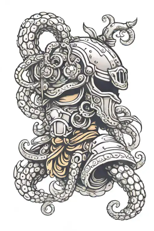Octopus Warrior Wearing Roman Helmet