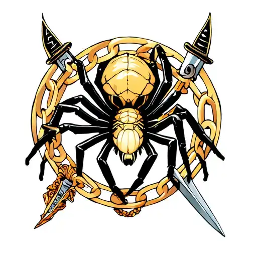 Chain With A Spider And Dagger Wrapped