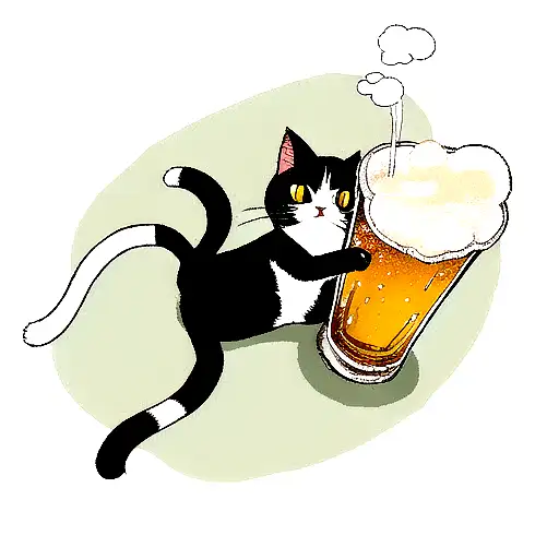 Cat Drinking Beer