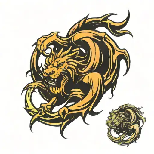 Family Symbol Of Lion And Scorpion