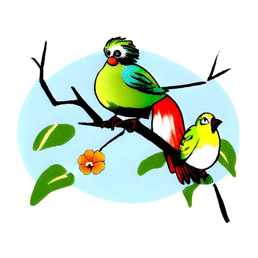 Tropical Bird Sitting On Branch