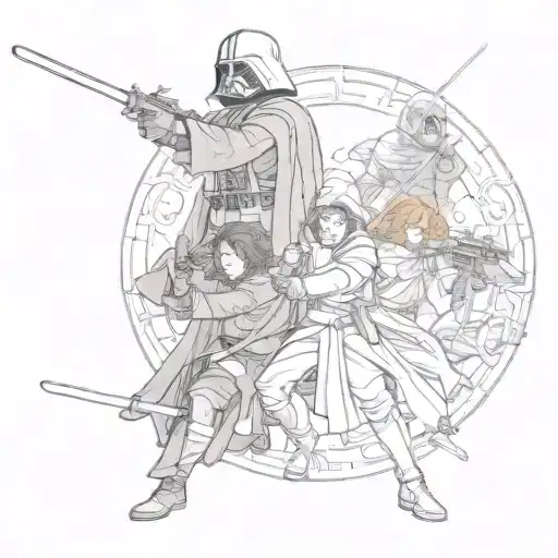 A Mashup Of Star Wars And Lord Of The Rings Characters In A Battle Scene