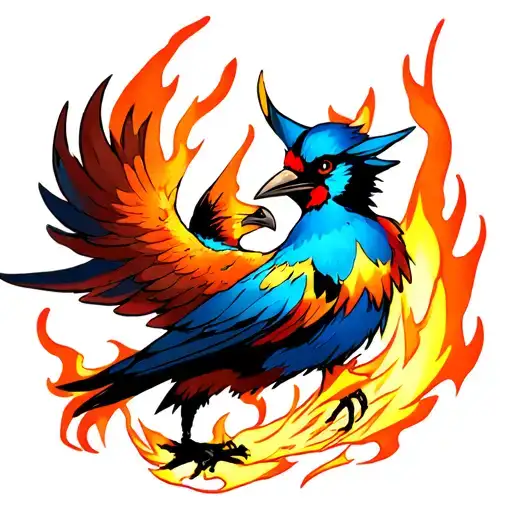 Phonix Bird With Yason In The Flames Holdin An Infinty Smybol