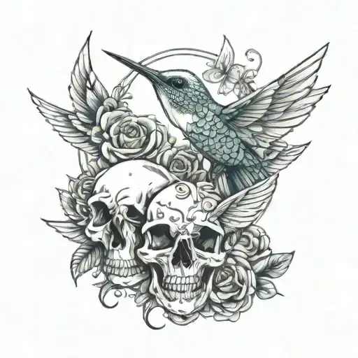 Hummingbird And Skulls
