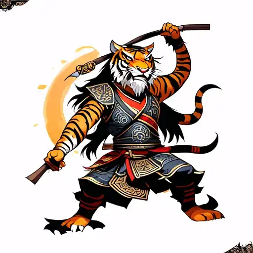 Tigre Samurai Warrior Battling