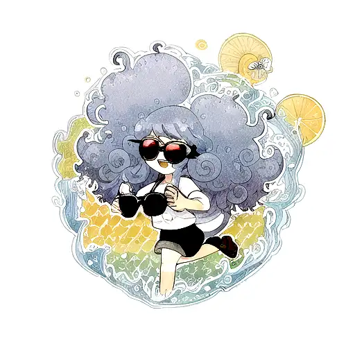 A Fish With Curly Hair Wearing Sunglasses