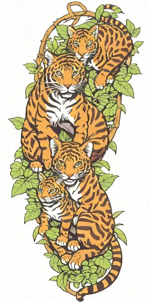 Jungle Cats Playing In The Rainforest