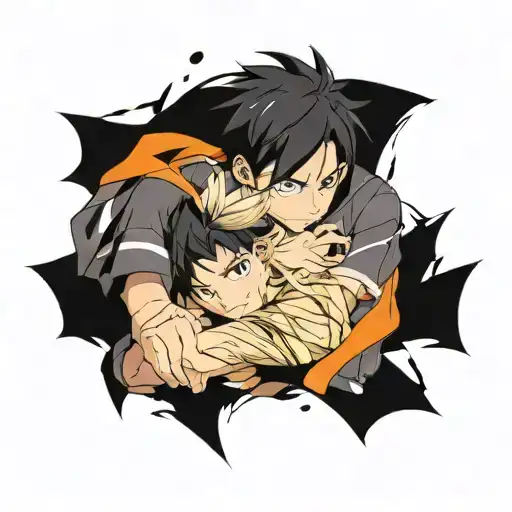 Black Haired Boy And Blond Hair Gilr With Blue Eyes Haikyu