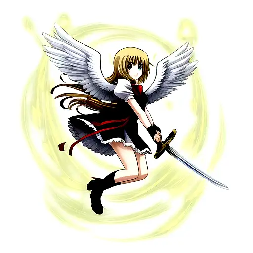 Girl With Angel Wings And Sword