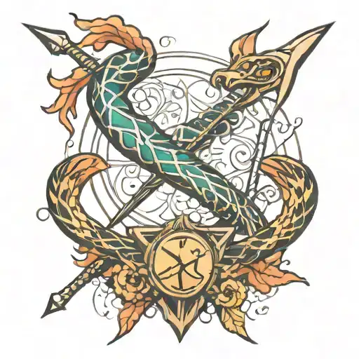 Sagittarius Arrow With Snake Arround The Arrow