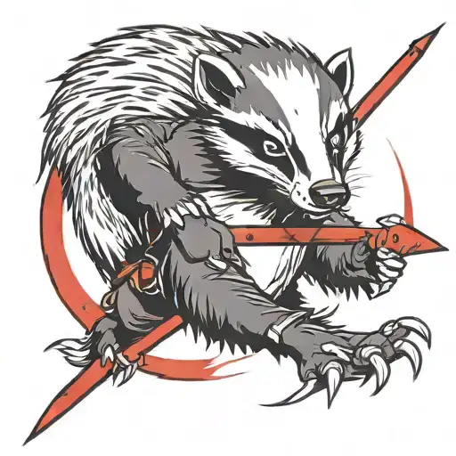 Angry Badger Wielding A Red Arrow