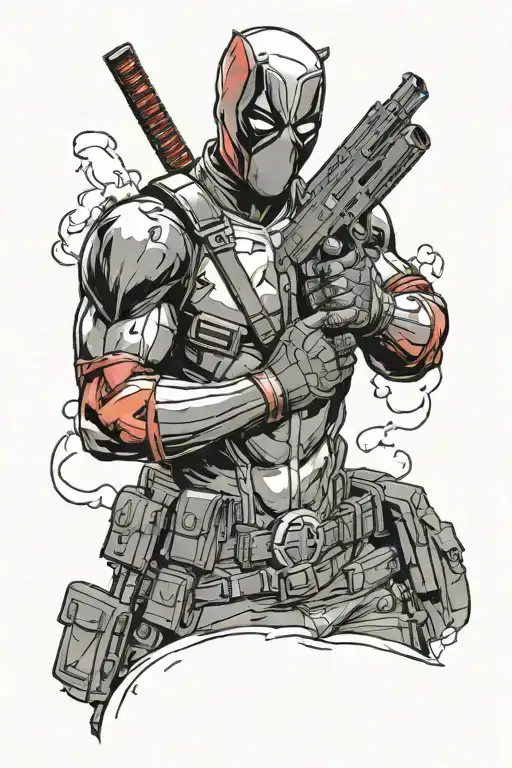 Deadpool Holding A Gun