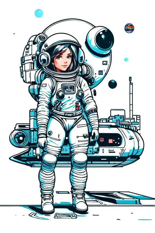 Sexy Space Girl Astronaut At A Spaceport