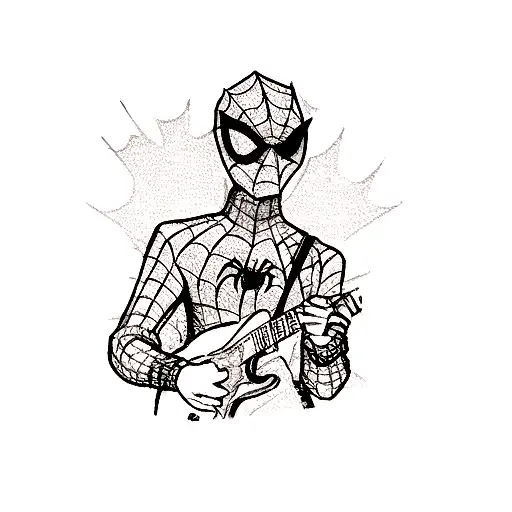 Spider-man In A Punk Rock Outfit Playing A Guitar