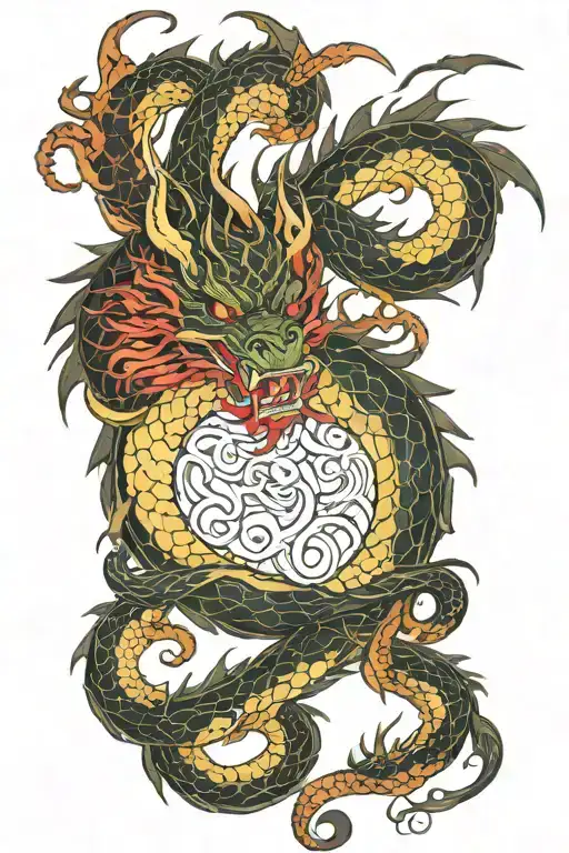 Japanese Dragon Entwined