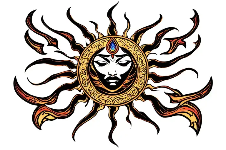 Karna Sun Symbol Surrounded