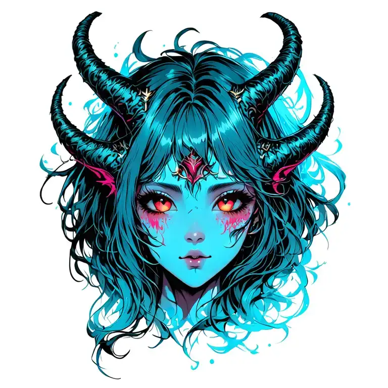 Girl Demon Face Emerging