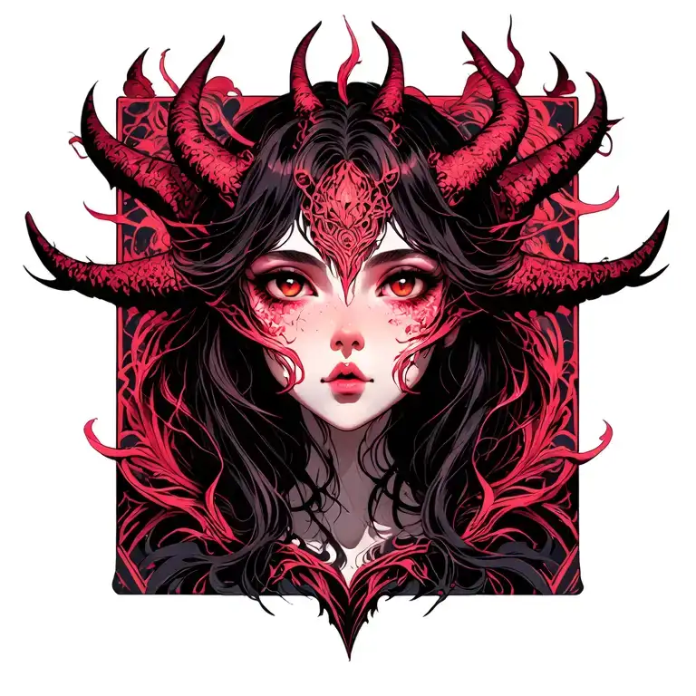 Girl Demon Face Emerging