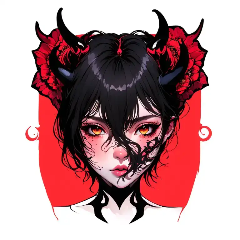 Girl Demon Face Emerging