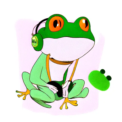 A Cute Frog Wearing A Headphone