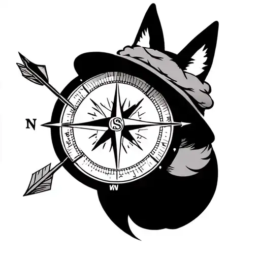 A Compass With Fox Ears Above His Wool Hat And One Arrow Crossing The Circle Pointing The South Est
