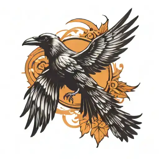 Black Crow Protecting With Its Wings The Name Emma Written In The Lettering