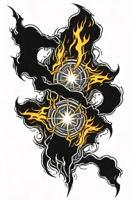 Flames Vortex With Lightning