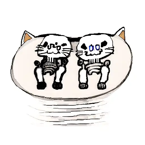 Live Cat And Skeleton Cat