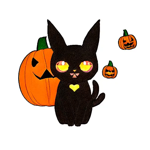 Jackolantern With A Black Cat And A Black Dog