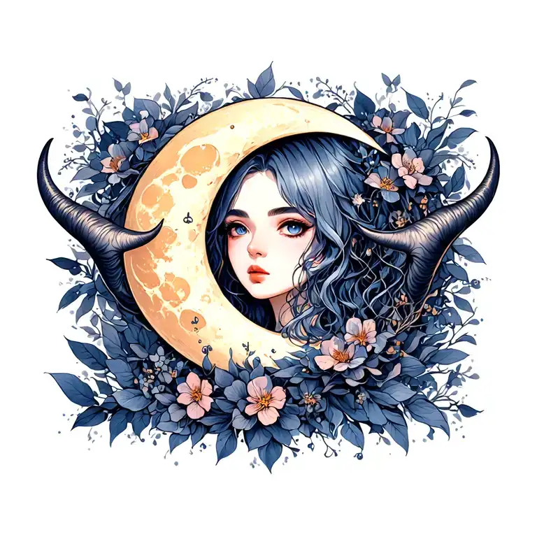 Crescent Moon Facing Up Like Horns