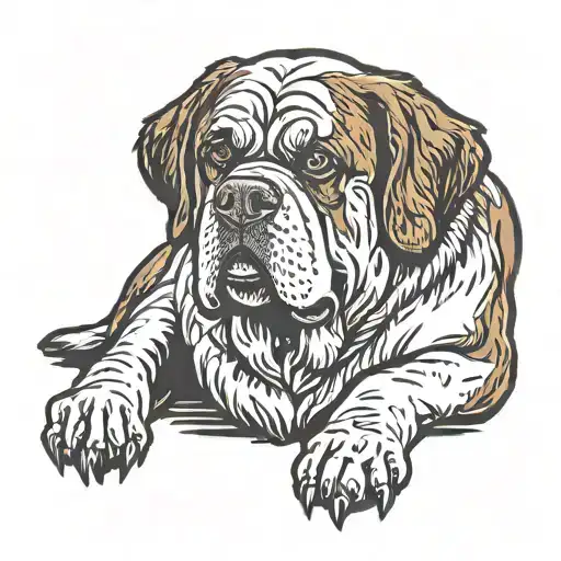 Big Dog Tattoo Shop Logo With A St Bernard