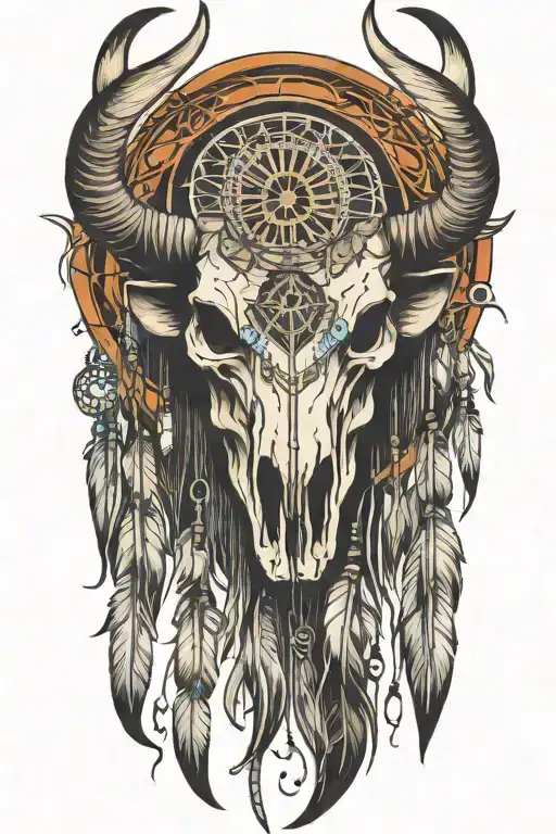 Dream Catcher Buffalo Skull