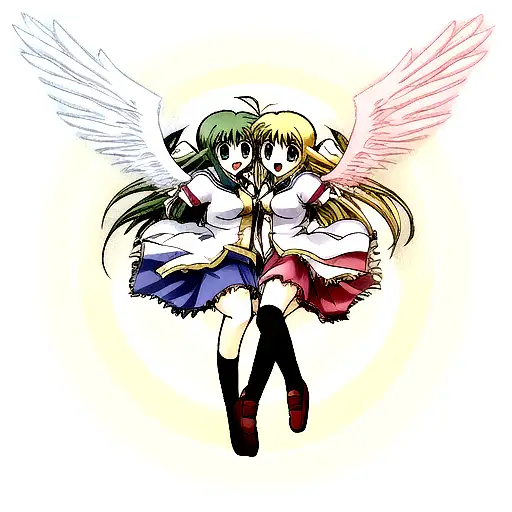 2 Angel With Wing Left One Has Left Wind Right One Has Right Wind