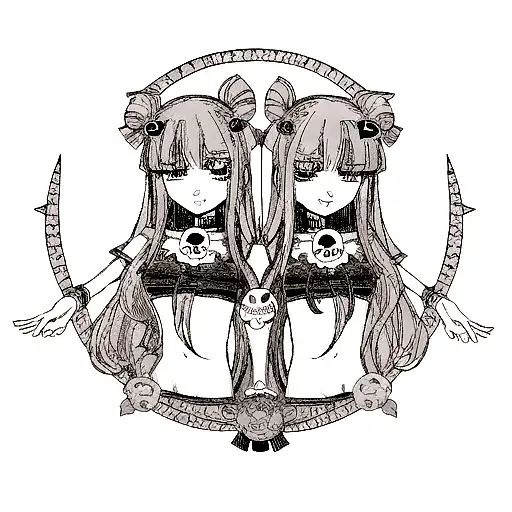 Skull With Pentagram And Crescent Moons At Either Side