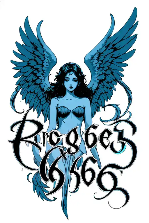 666 Tattoo Withthe Word Angel In Cursive Under It