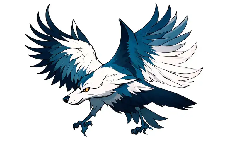 Wolf En Kolibrie Bird In The Style