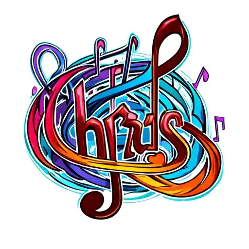 Music Notes Intertwined Name Chris