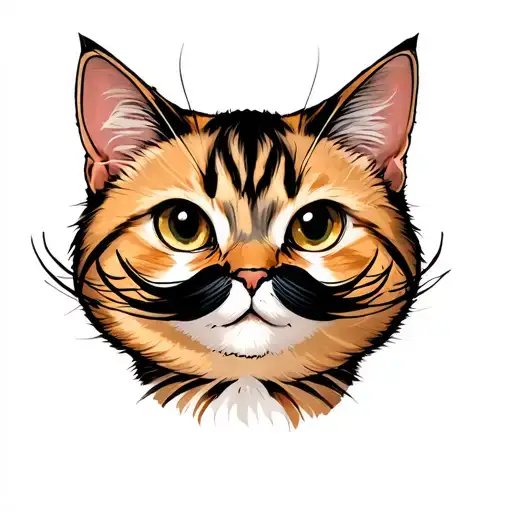 Cat With Moustache Instead