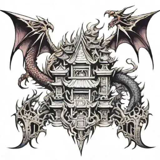 Temple And Whole Red Dragon