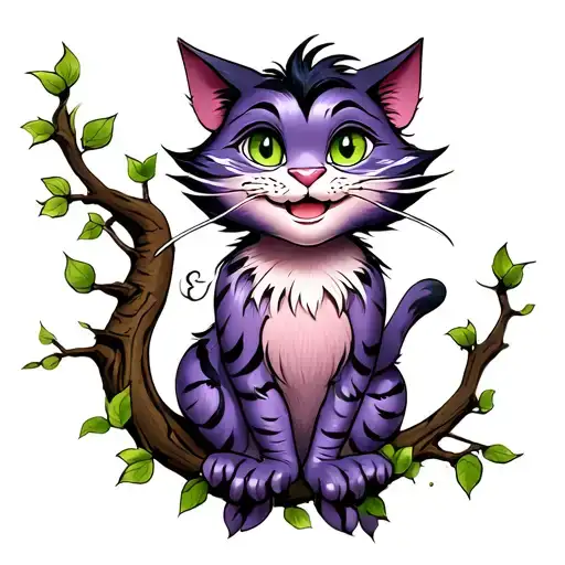 Happy Cheshire Cat In A Tree